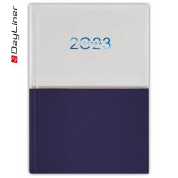 Határidőnapló Contrast A5 napi fehér lapokkal Fehér-kék Dayliner 2024. Író- irodaszer, papíráru Dayliner