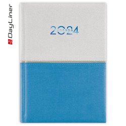 Határidőnapló Contrast A5 napi fehér lapokkal Fehér-kék Dayliner 2024. Író- irodaszer, papíráru Dayliner