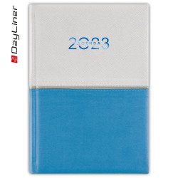 Határidőnapló Contrast A5 napi fehér lapokkal Fehér-kék Dayliner 2024. Író- irodaszer, papíráru Dayliner