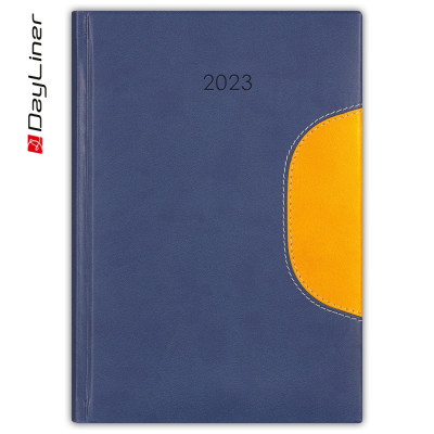 Határidőnapló Memphis B5 heti fehér lapokkal Kék-sárga Dayliner 2024.
