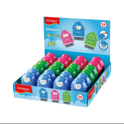 Hegyező 1 lyukú radírral és porkefével 24 db/display Keyroad Rocky Docky vegyes színek Író- irodaszer, papíráru Keyroad