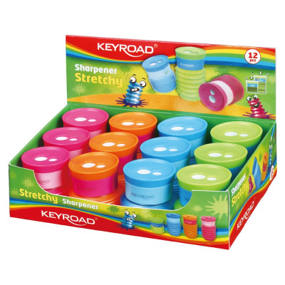 Hegyező 2 lyukú tartályos 12 db/display Keyroad Stretchy vegyes színek Hegyező 2 lyukú tartályos 12 db/display Keyroad Stretchy vegyes színek