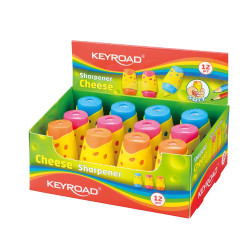Hegyező 2 lyukú tartályos, fedeles 12 db/display Keyroad Cheese vegyes színek Író- irodaszer, papíráru Keyroad