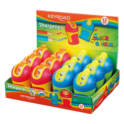 Hegyező 2 lyukú tartályos, fedeles, ceruzahegy gömbölyítő 12 db/display Keyroad Colour Special vegyes színek Író- irodaszer, papíráru Keyroad