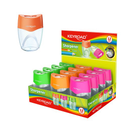 Hegyező 2 lyukú tartályos 12 db/display Keyroad Mellow 2 vegyes színek Író- irodaszer, papíráru Keyroad