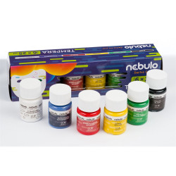 Tempera készlet, 25 ml, tégelyes, Nebulo 6 klf. szín Író- irodaszer, papíráru Nebulo