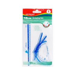 Vonalzókészlet, 15 cm, vonalzó, szögmérő, 45° és 60° háromszög vonalzók 4 db/bliszter Keyroad Író- irodaszer, papíráru Keyroad