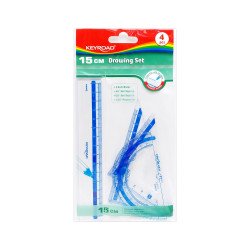 Vonalzókészlet, 15 cm, vonalzó, szögmérő, 45° és 60° háromszög vonalzók 4 db/bliszter Keyroad Író- irodaszer, papíráru Keyroad