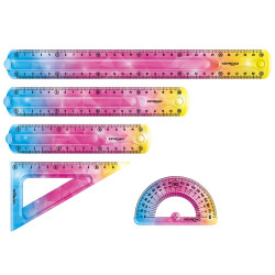 Vonalzókészlet, 20 cm, flexibilis vonalzó, szögmérő, derékszög vonalzó, 3 db/bliszter Keyroad Flex Draw vegyes színek Író- irodaszer, papíráru Keyroad