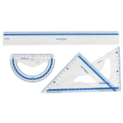 Vonalzókészlet, 30 cm, vonalzó, szögmérő, 45° és 60° háromszög vonalzók 4 db/bliszter Keyroad Író- irodaszer, papíráru Keyroad
