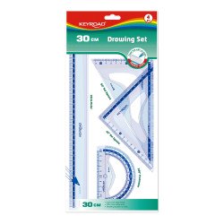 Vonalzókészlet, 30 cm, vonalzó, szögmérő, 45° és 60° háromszög vonalzók 4 db/bliszter Keyroad Író- irodaszer, papíráru Keyroad