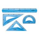 Vonalzókészlet, 30 cm, flexibilis vonalzó, szögmérő, 45° és 60° háromszög vonalzók 4 db/bliszter Keyroad vegyes színek