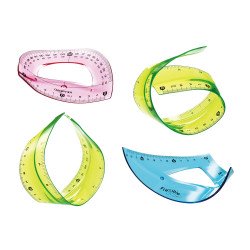 Vonalzókészlet, 30 cm, flexibilis vonalzó, szögmérő, 45° és 60° háromszög vonalzók 4 db/bliszter Keyroad vegyes színek Író- irodaszer, papíráru Keyroad