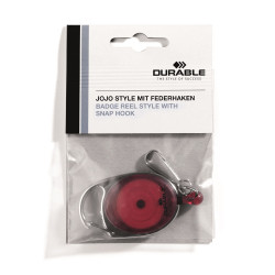 Névjegykártyatartó kihúzható karabineres, Durable with Snap Hook piros Író- irodaszer, papíráru Durable