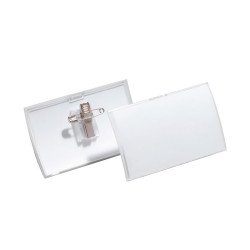 Névkitűző 54 x90mm, kombi klippel, 25 db/csomag, Durable Click Fold áttetsző Író- irodaszer, papíráru Durable