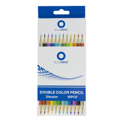 Színes ceruza készlet, kétvégű duocolor 12/24 szín Bluering® 24 klf. szín, Bálnás