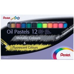 Kréta olajpasztell készlet, PHN-MF12 Pentel, 12 klf., fluoreszkáló metál szín Író- irodaszer, papíráru Pentel