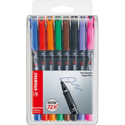 Alkoholos marker készlet 0,4mm, STABILO OHPen S, 8 klf. szín Alkoholos marker készlet 0,4mm, STABILO OHPen S, 8 klf. szín