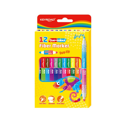 Rostirón, filctoll kétvégű készlet 12 db/doboz Keyroad duo fiber marker 24 klf. szín Rostirón, filctoll kétvégű készlet 12 db/doboz Keyroad duo fiber marker 24 klf. szín