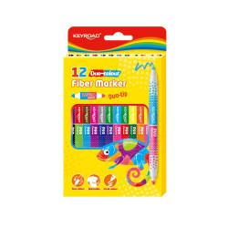 Rostirón, filctoll kétvégű készlet 12 db/doboz Keyroad duo fiber marker 24 klf. szín Író- irodaszer, papíráru Keyroad