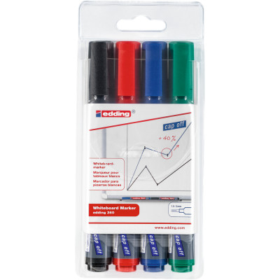 Táblamarker készlet, 1,5-3mm, kerek Edding 360, 4 klf. szín Táblamarker készlet, 1,5-3mm, kerek Edding 360, 4 klf. szín