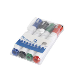 Táblamarker készlet, 3mm, mágneses, törlővel multifunkciós kerek Bluering®, 4 klf. szín Író- irodaszer, papíráru Bluering