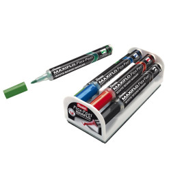 Táblamarker+törlő készlet 1-5mm, hajlékony hegyű, Pentel Maxiflo Flex Feel, 4 klf. szín Író- irodaszer, papíráru Pentel
