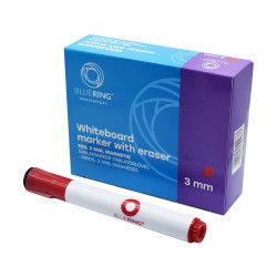 Táblamarker 3mm, mágneses, táblatörlővel multifunkciós Bluering® piros