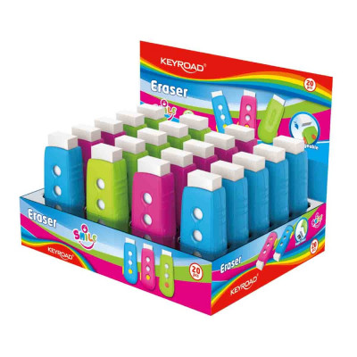 Radír, PVC mentes 20 db/display Keyroad Smile Eraser vegyes színek Radír, PVC mentes 20 db/display Keyroad Smile Eraser vegyes színek