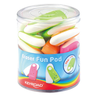 Radír, PVC mentes 24 db/display Keyroad Fun Pod vegyes színek Radír, PVC mentes 24 db/display Keyroad Fun Pod vegyes színek