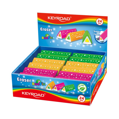 Radír, PVC mentes 24 db/display Keyroad Roo Fix vegyes színek Radír, PVC mentes 24 db/display Keyroad Roo Fix vegyes színek
