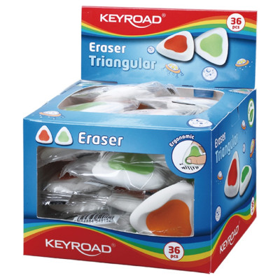 Radír, PVC mentes 36 db/display Keyroad Triangular vegyes színek Radír, PVC mentes 36 db/display Keyroad Triangular vegyes színek