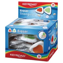 Radír, PVC mentes 36 db/display Keyroad Triangular vegyes színek Író- irodaszer, papíráru Keyroad