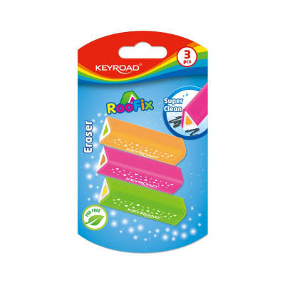 Radír, PVC mentes 3 db/bliszter Keyroad Roo Fix vegyes színek Radír, PVC mentes 3 db/bliszter Keyroad Roo Fix vegyes színek