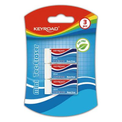 Radír, PVC mentes 3 db/bliszter Keyroad Tec Eraser Radír, PVC mentes 3 db/bliszter Keyroad Tec Eraser