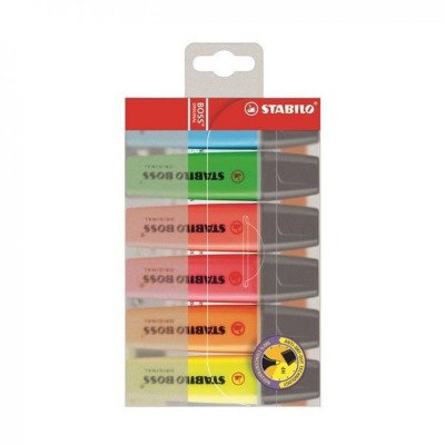 Szövegkiemelő készlet 2-5mm, vágott hegyű, STABILO Boss original, 6 klf. szín