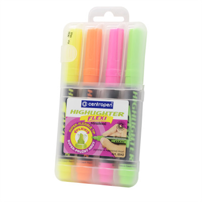 Szövegkiemelő készlet, 1-5mm, rugalmas vágott hegyű, Centropen 8542, 4 klf. szín Szövegkiemelő készlet, 1-5mm, rugalmas vágott hegyű, Centropen 8542, 4 klf. szín