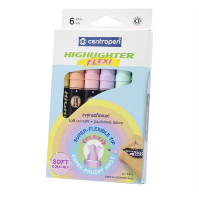 Szövegkiemelő készlet, 1-5mm, rugalmas vágott hegyű, Centropen 8542 pasztell 6 klf. szín Szövegkiemelő készlet, 1-5mm, rugalmas vágott hegyű, Centropen 8542 pasztell 6 klf. szín