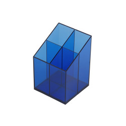 Írószertartó 4 rekeszes négyszögletű műanyag, Bluering® transzparens kék Író- irodaszer, papíráru Bluering
