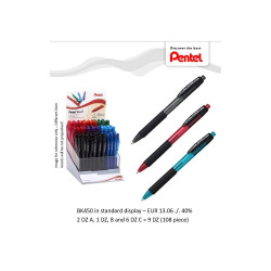 Golyóstoll 0,5mm, háromszög fogózóna Pentel Kachiri BK450C 108 db-os display Író- irodaszer, papíráru Pentel