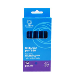 Golyóstoll 0,8mm, nyomógombos műanyag kék test, S88, Bluering® írásszín kék Író- irodaszer, papíráru Bluering