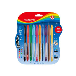 Golyóstoll 0,7 mm 10 db/bliszter Keyroad vegyes színek Író- irodaszer, papíráru Keyroad
