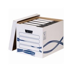 Archiváló konténer, karton, Fellowes® Bankers Box Basic Tall, 10 db/csomag, kék-fehér Író- irodaszer, papíráru Fellowes