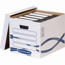 Archiváló konténer, karton, Fellowes® Bankers Box Basic Tall, 10 db/csomag, kék-fehér Író- irodaszer, papíráru Fellowes