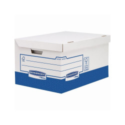 Archiváló konténer, karton, ultra erős, nagy, Fellowes® Bankers Box Basic, 10 db/csomag, kék-fehér Író- irodaszer, papíráru Fellowes