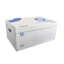 Archiváló konténer karton doboz fedeles 54x36x25cm, felfelé nyíló tetővel Bluering® fehér-kék Író- irodaszer, papíráru Bluering