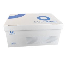 Archiváló konténer karton doboz fedeles 54x36x25cm, felfelé nyíló tetővel Bluering® fehér-kék Író- irodaszer, papíráru Bluering