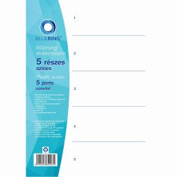 Elválasztólap, színes műanyag 5 részes Bluering® Író- irodaszer, papíráru Bluering
