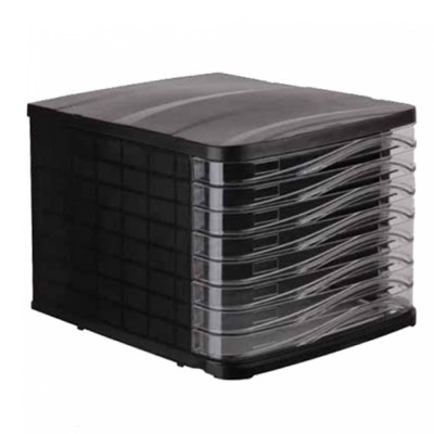 Fiókos irattároló, 8 fiókkal, műanyag fekete, víztiszta fiókokkal Bluering®