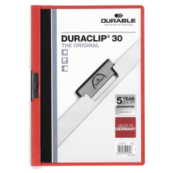 Klip mappa 30lap Durable Duraclip®, piros Író- irodaszer, papíráru Durable